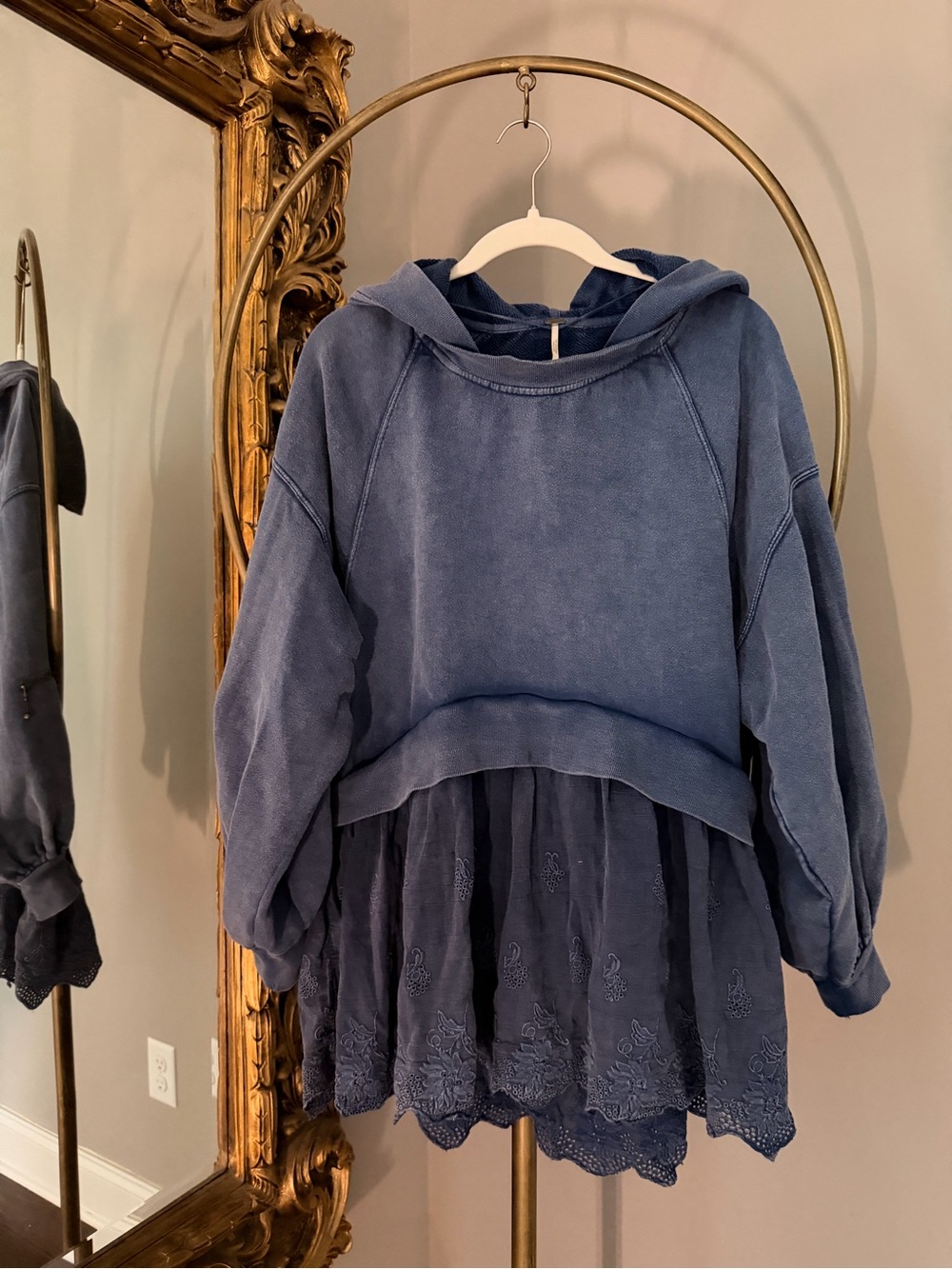 Free People Oversized Slouchy Blue Hoodie